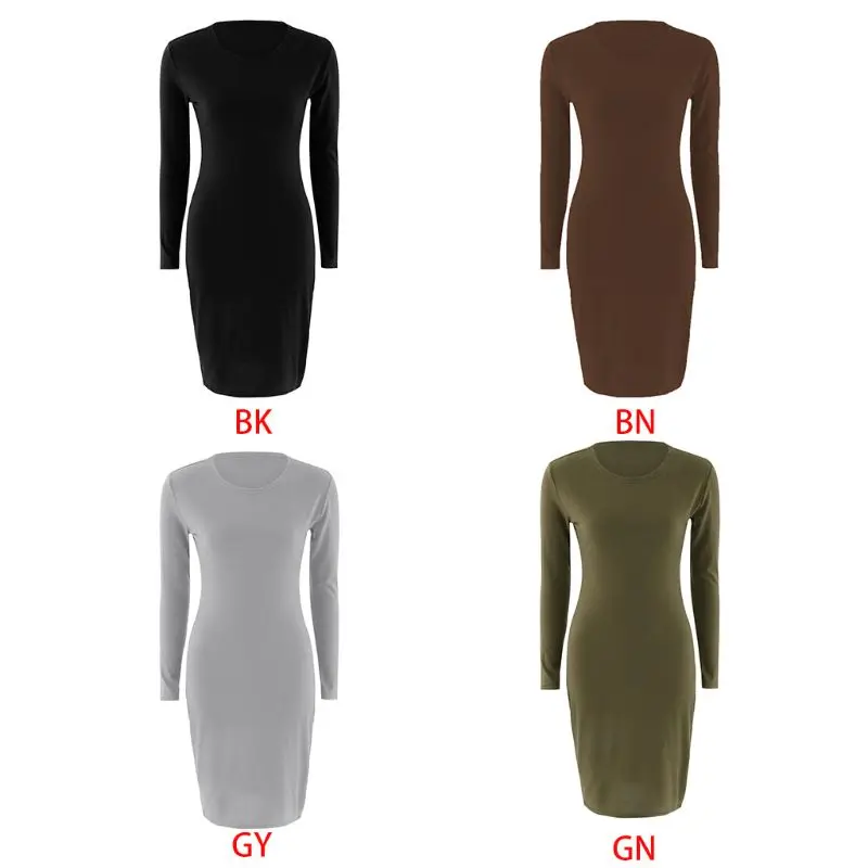 Womens Long Sleeve Sexy Bodycon Midi Pencil Dress Casual Basic Solid Color Empire Waist Crew Neck Pullover Clubwear
Womens Long Sleeve Sexy Bodycon Midi Pencil Dress Casual Basic Solid Color Empire Waist Crew Neck Pullover Clubwear