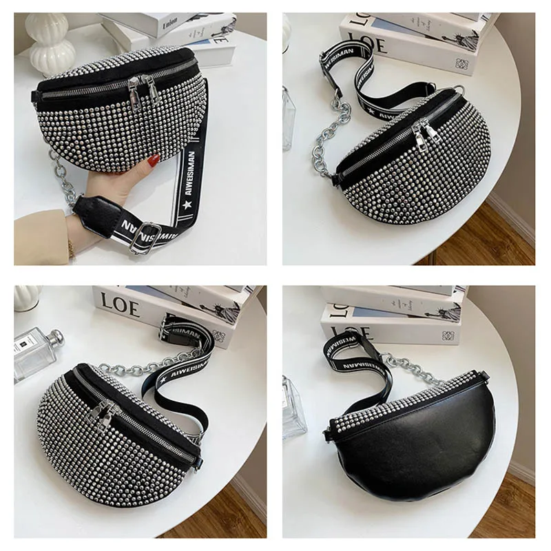 Waist Bag Women Multifunction Belt Bags Chain Shoulder Messenger Bag High Quality Leather Full Diamond Purse Luxury Fanny pack
Waist Bag Women Multifunction Belt Bags Chain Shoulder Messenger Bag High Quality Leather Full Diamond Purse Luxury Fanny pack