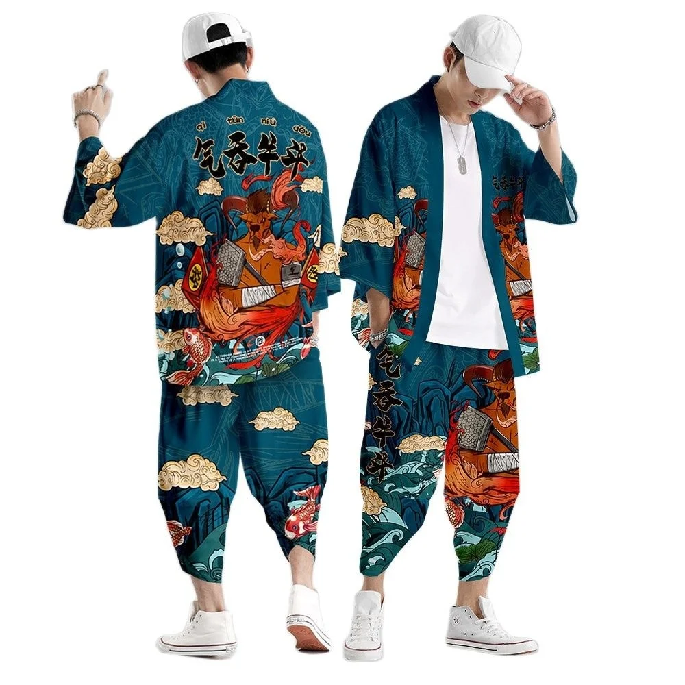 Kimono Man Japanese Clothes Yukata Male Samurai Costume Haori Obi Men's Kimono Cardigan Japanese Streetwear Jacket Pants DE36
Kimono Man Japanese Clothes Yukata Male Samurai Costume Haori Obi Men's Kimono Cardigan Japanese Streetwear Jacket Pants DE36