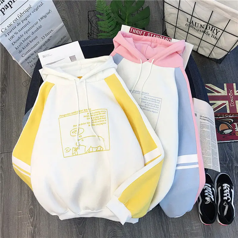 Winter Hooded Women's Sweatshirt Fresh Stitching Korean Version Of The Loose Long-sleeved Jacket Ladies Tops Plus Size
Winter Hooded Women's Sweatshirt Fresh Stitching Korean Version Of The Loose Long-sleeved Jacket Ladies Tops Plus Size