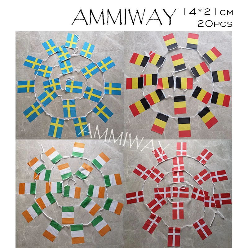 AMMIWAY 14x21 см 20 шт. Ирландия Дания Национальная гирлянда флаг Swden Бельгия страна