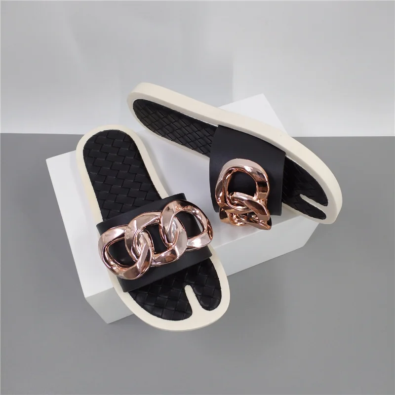 BJYL Summer Slippers for Women Shoes Chain Design Flats Slides Zapatos De Mujer Non-slip Breathable Woman Shoes Fashion Slipper
BJYL Summer Slippers for Women Shoes Chain Design Flats Slides Zapatos De Mujer Non-slip Breathable Woman Shoes Fashion Slipper