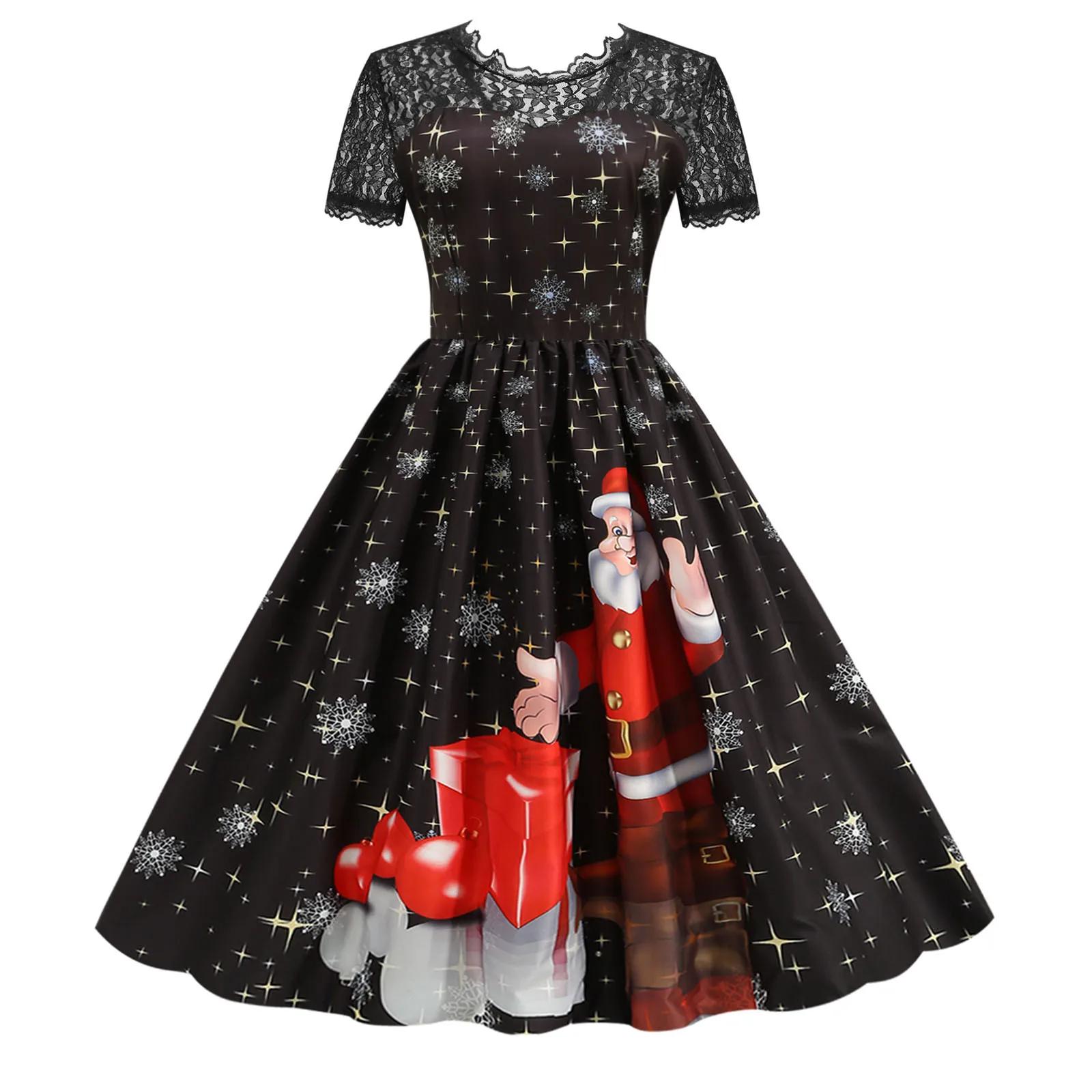 Christmas Dress Women Christmas Festival Clothing Short Sleeve Lace 1950s Housewife Evening Party Prom Dress Robe Femme
Christmas Dress Women Christmas Festival Clothing Short Sleeve Lace 1950s Housewife Evening Party Prom Dress Robe Femme