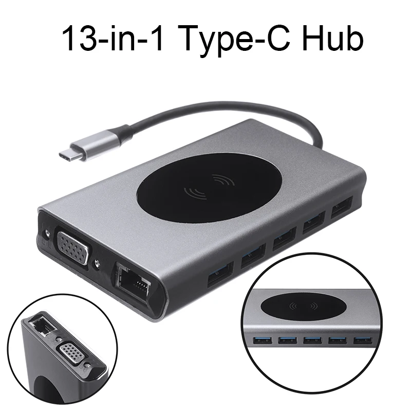 Pohiks 1 шт. 5 Гбит/с, высокая Скорость USB 3,0 док-станция для ноутбука Портативный 13-в-1 Тип с разъемами типа C и совместимому с HDMI PD VGA USB хаб для ПК дл...
Pohiks 1 шт. 5 Гбит/с, высокая Скорость USB 3,0 док-станция для ноутбука Портативный 13-в-1 Тип с разъемами типа C и совместимому с HDMI PD VGA USB хаб для ПК дл...