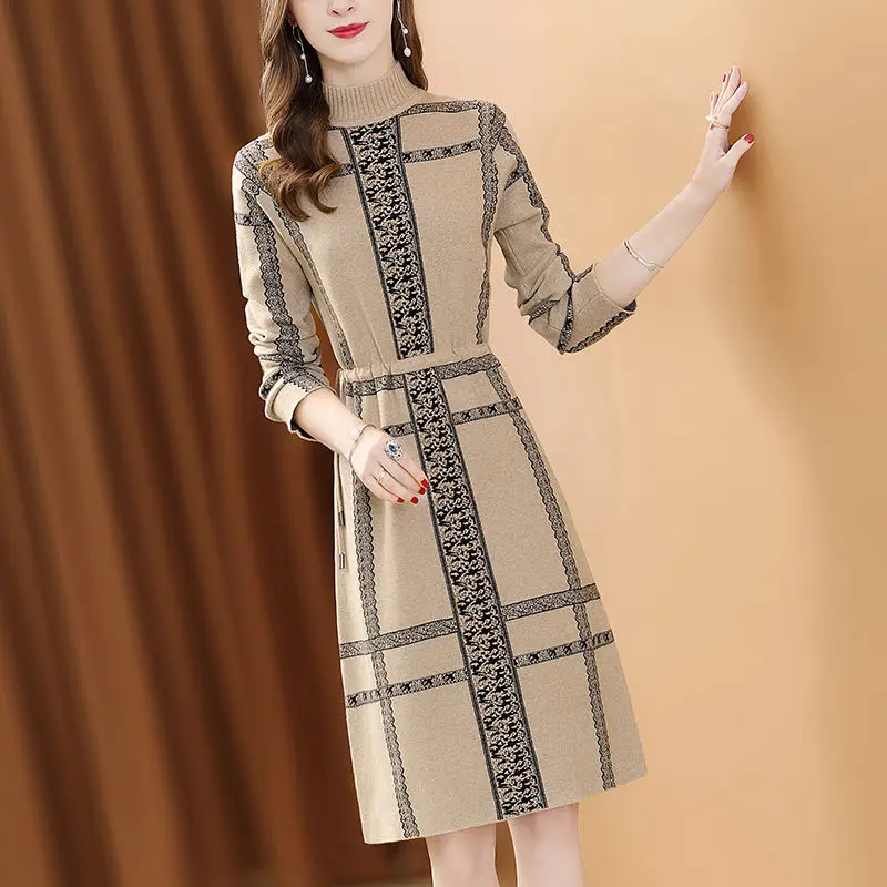 Warm Knitted Dress Women Fall/winter 2021 New Retro Plaid Print Waist Waist with Goddess Temperament Sweater Skirt Mid-length
Warm Knitted Dress Women Fall/winter 2021 New Retro Plaid Print Waist Waist with Goddess Temperament Sweater Skirt Mid-length