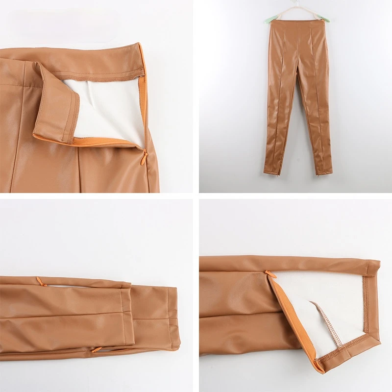 2021 Fashion PU Leather Pants Khaki Women Casual Up Pencil Trouser Sexy Autumn Winter Ladies High Waist Pant Design New
2021 Fashion PU Leather Pants Khaki Women Casual Up Pencil Trouser Sexy Autumn Winter Ladies High Waist Pant Design New