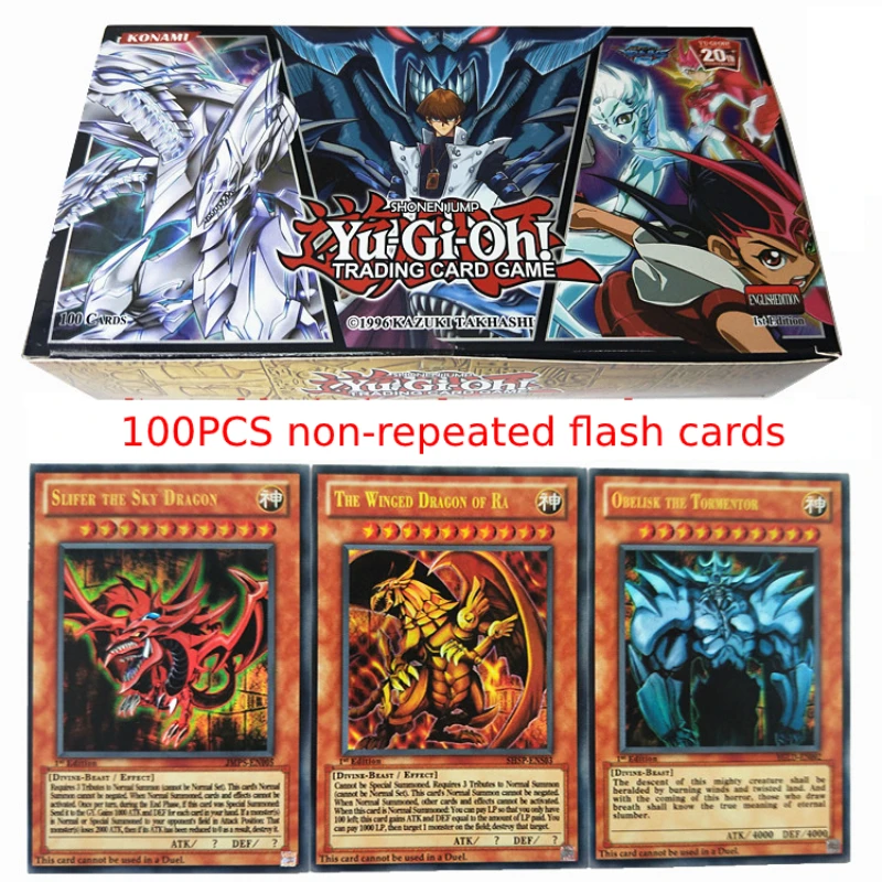 100pcs Yu Gi Oh Game Flash Card Wing Dragon Giant Soldier Sky Dragon Japanese Anime 100 Different English Holographic Card Toys
100pcs Yu Gi Oh Game Flash Card Wing Dragon Giant Soldier Sky Dragon Japanese Anime 100 Different English Holographic Card Toys