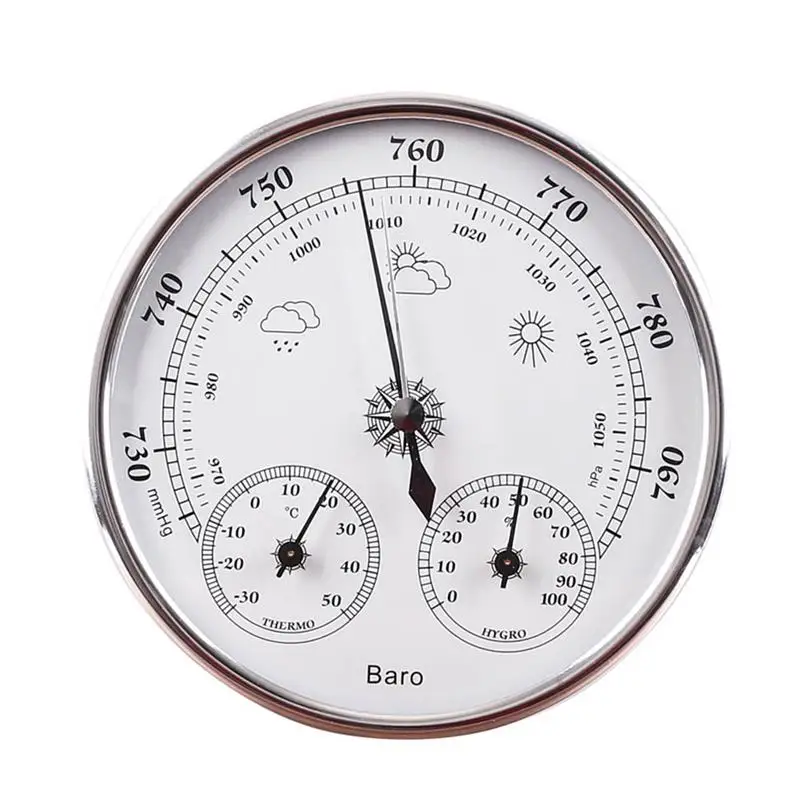 3 In 1 Bell-shaped Thermometer Pointer Hygrometer Barometer Indoor Outdoor Wall Mounted Weather Barometer for Home Office 
3 In 1 Bell-shaped Thermometer Pointer Hygrometer Barometer Indoor Outdoor Wall Mounted Weather Barometer for Home Office