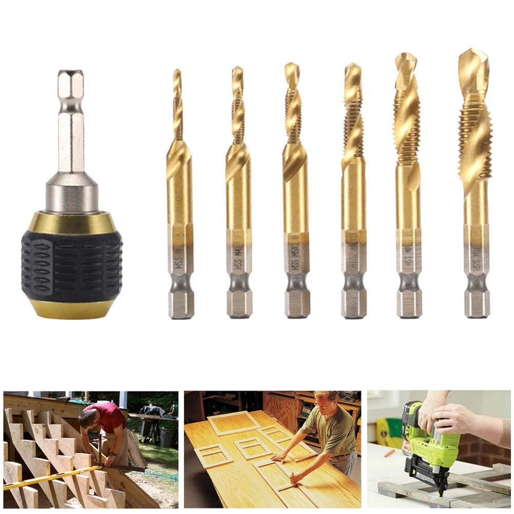 Anti Slip Connecting Rod Durable Screw Tapping Drill Tap Bit Set Home Carbon Steel Titanium Combination Quick Change Chuck
Anti Slip Connecting Rod Durable Screw Tapping Drill Tap Bit Set Home Carbon Steel Titanium Combination Quick Change Chuck