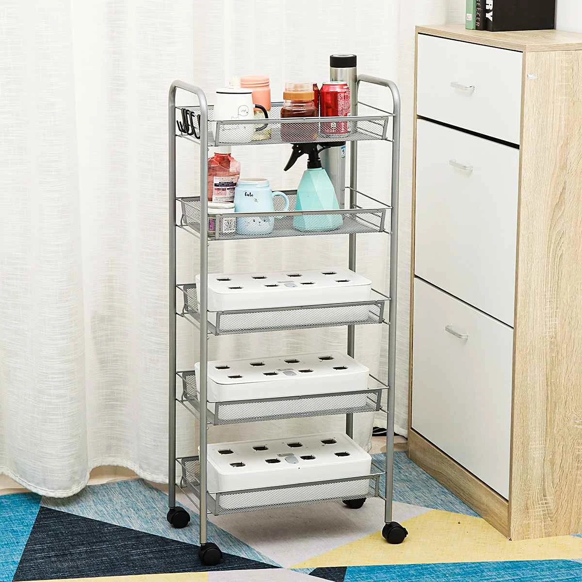 3/4/5 Layer Kitchen Bathroom Trolley Floor Shelf Removable Storage Rack Space Saving Mobile Storage Rack Organizer with Wheels
3/4/5 Layer Kitchen Bathroom Trolley Floor Shelf Removable Storage Rack Space Saving Mobile Storage Rack Organizer with Wheels