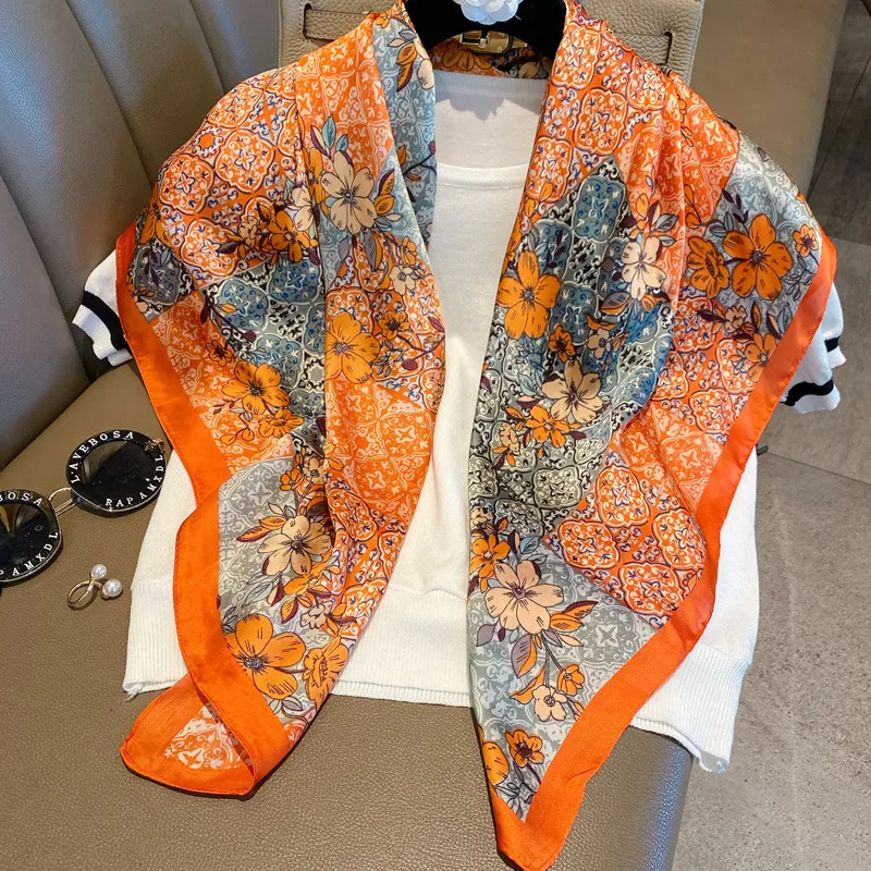 90*90cm Silk Scarf for Women Luxury Brand Square headband Shawls Wraps Office Small neck scarves Foulard Female Printed Beach
90*90cm Silk Scarf for Women Luxury Brand Square headband Shawls Wraps Office Small neck scarves Foulard Female Printed Beach