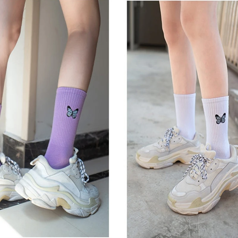 Женские ребристые полосатые спортивные длинные короткие носки Harajuku с вышивкой бабочки однотонные хлопковые чулки для скейтборда
Женские ребристые полосатые спортивные длинные короткие носки Harajuku с вышивкой бабочки однотонные хлопковые чулки для скейтборда