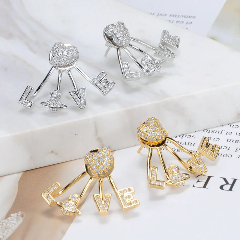 Punk Crystal Planet Heart Dangle Drop Earrings Zircon CZ Love letter Saturn Back Hanging Stud Earrings for women Jewelry Gift
Punk Crystal Planet Heart Dangle Drop Earrings Zircon CZ Love letter Saturn Back Hanging Stud Earrings for women Jewelry Gift