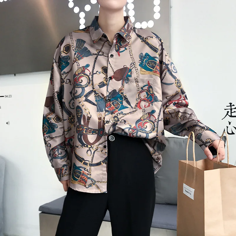 Vintage Chain Belt Print Dress Shirts Men Fashion Hip Hop Streetwear Casual Long Sleeve Button Down Shirt Tops Hipster Shirt
Vintage Chain Belt Print Dress Shirts Men Fashion Hip Hop Streetwear Casual Long Sleeve Button Down Shirt Tops Hipster Shirt