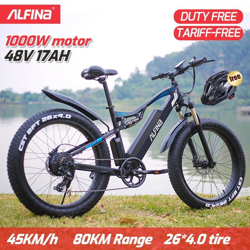 ALFINA FX-03plus 1000W super motor 48V 17AH Electric bicycle SnowBike MTB 45KM/h 26 Inch Tires Waterproof Ebike
ALFINA FX-03plus 1000W super motor 48V 17AH Electric bicycle SnowBike MTB 45KM/h 26 Inch Tires Waterproof Ebike