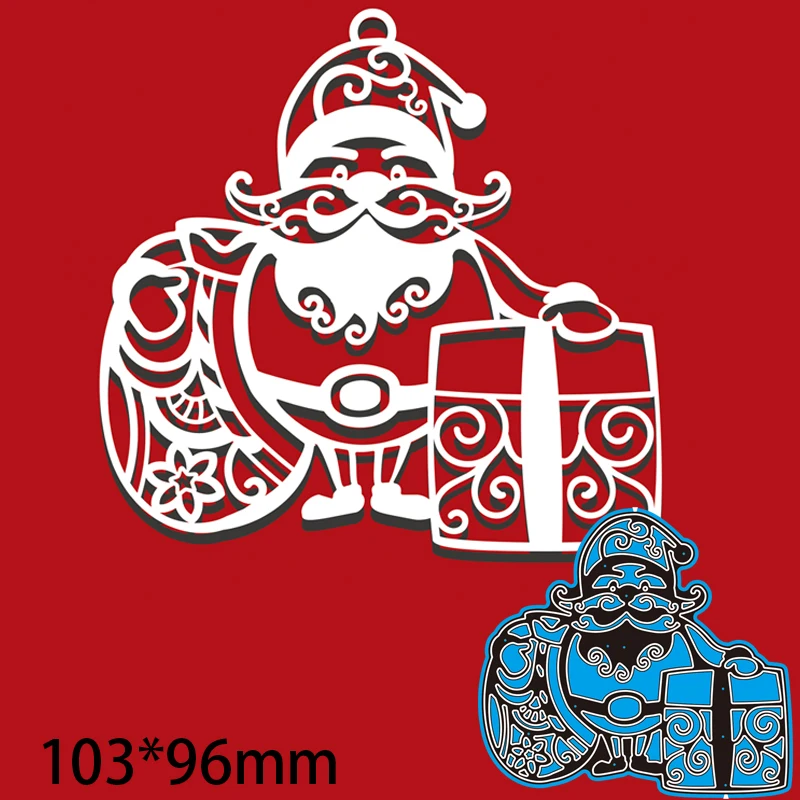 

Металлические штампы в виде Санта-Клауса и подарки, новые трафареты для рукоделия, изготовление декоративных поделок 103*96 мм