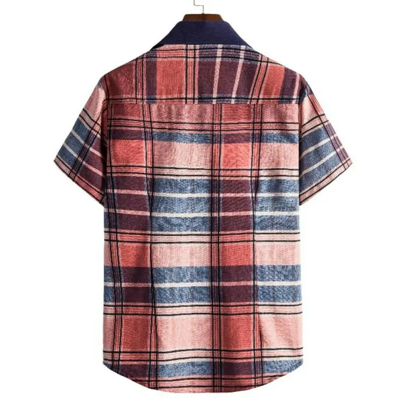 Men Short Sleeve Check Button Down Shirt Blouse Casual Loose Holiday T-shirt Top 
Men Short Sleeve Check Button Down Shirt Blouse Casual Loose Holiday T-shirt Top