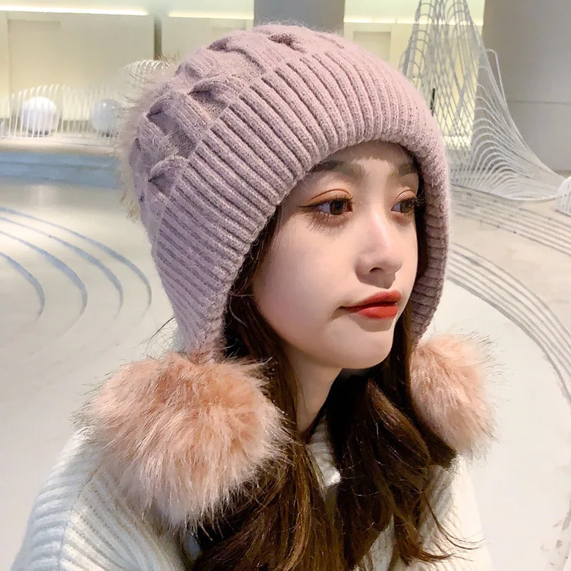 Plush Thick Rabbit Fur Hat Ladies Winter Cold-proof Wool Ball Knitted Hat Outdoor Student Riding Bicycle Earmuffs Head Wool
Plush Thick Rabbit Fur Hat Ladies Winter Cold-proof Wool Ball Knitted Hat Outdoor Student Riding Bicycle Earmuffs Head Wool