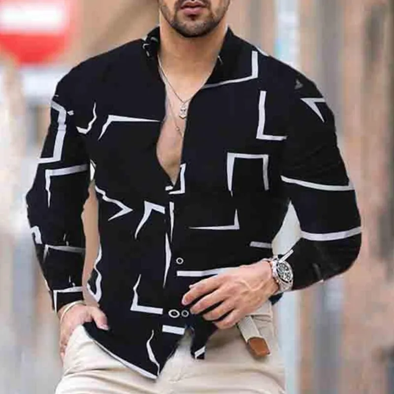 Harajuku Geometric Print Shirts Men Fashion Turn-down Collar Buttoned Shirt Men's Autumn Casual Long Sleeve Cardigan Streetwear
Harajuku Geometric Print Shirts Men Fashion Turn-down Collar Buttoned Shirt Men's Autumn Casual Long Sleeve Cardigan Streetwear