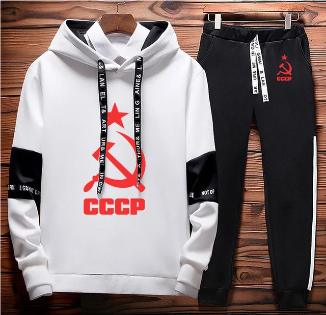 Spring Autumn Colorblock Men's pullover CCCP Russian USSR Soviet Union Casual Cotton High Quality Men's Hooded pants 2 piece set
Spring Autumn Colorblock Men's pullover CCCP Russian USSR Soviet Union Casual Cotton High Quality Men's Hooded pants 2 piece set