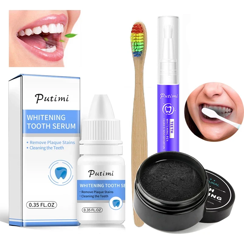 Зубная щетка PUTIMI для отбеливания зубов, эссенция для отбеливания зубов, гигиена полости рта, чистящая сыворотка, удаляет пятна от налета, ст... 
Зубная щетка PUTIMI для отбеливания зубов, эссенция для отбеливания зубов, гигиена полости рта, чистящая сыворотка, удаляет пятна от налета, ст...