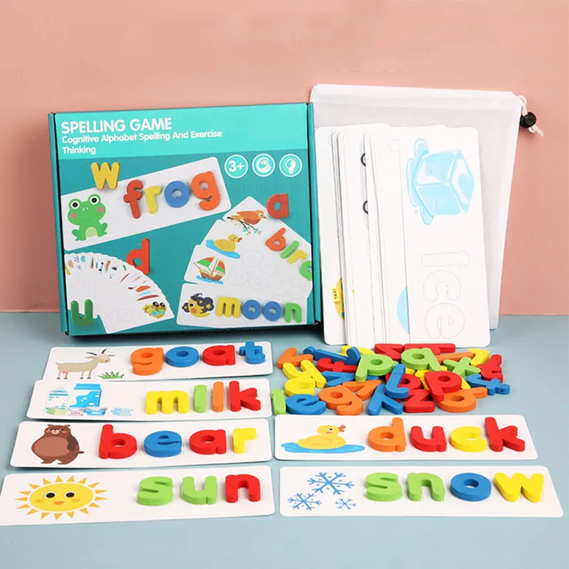

Детские деревянные игрушки, деревянная головоломка с буквами правописания, Английский алфавит, учебное пособие для раннего обучения, когни...