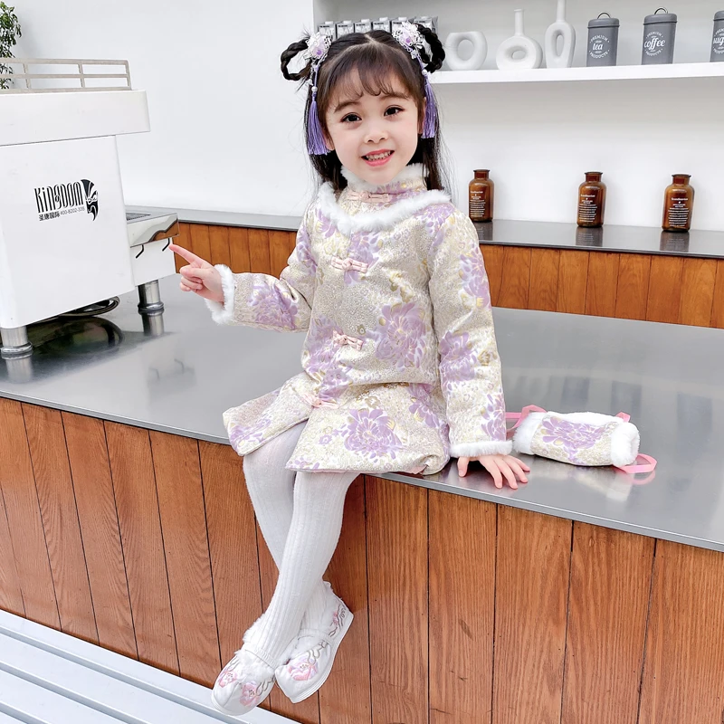 Traditional Chinese Winter Jacket Dress Costumes Hanfu For Girls Ancient Retro Tang New Year Suit Cheongsam Kimono Toddler Cloth
Traditional Chinese Winter Jacket Dress Costumes Hanfu For Girls Ancient Retro Tang New Year Suit Cheongsam Kimono Toddler Cloth