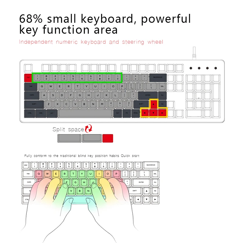 Механическая игровая клавиатура SKYLOONG SK66 RGB 66 клавиш синие переключатели Gateron