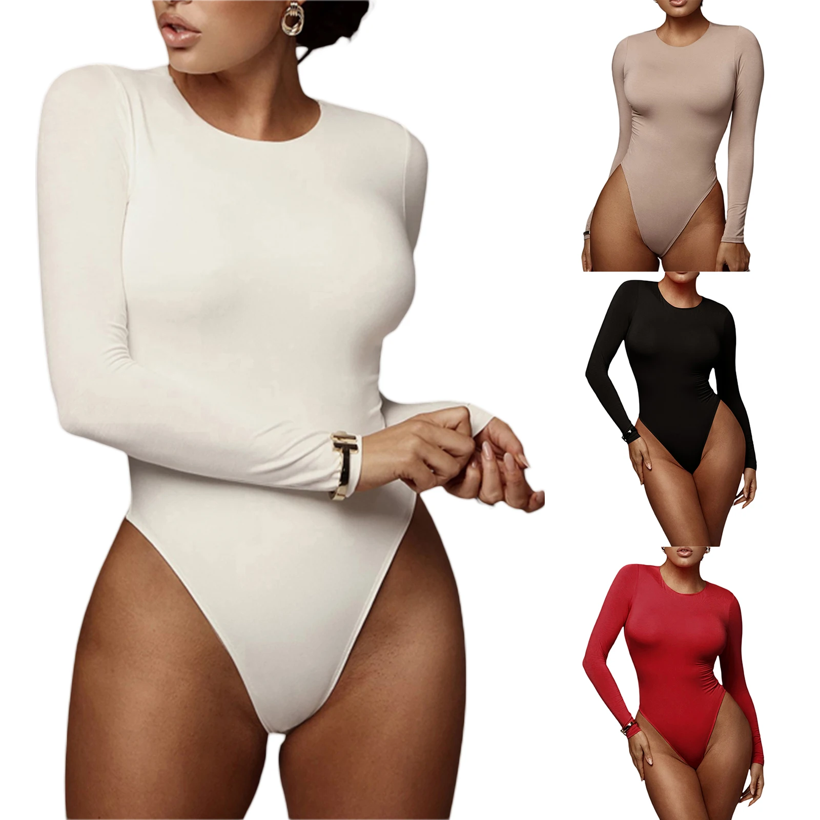 Women's Long Sleeve Short Jumpsuit, Pure Color Crew Neck Skinny Fit Romper, Casual Simple Style One-Piec e Clothes
Women's Long Sleeve Short Jumpsuit, Pure Color Crew Neck Skinny Fit Romper, Casual Simple Style One-Piec e Clothes