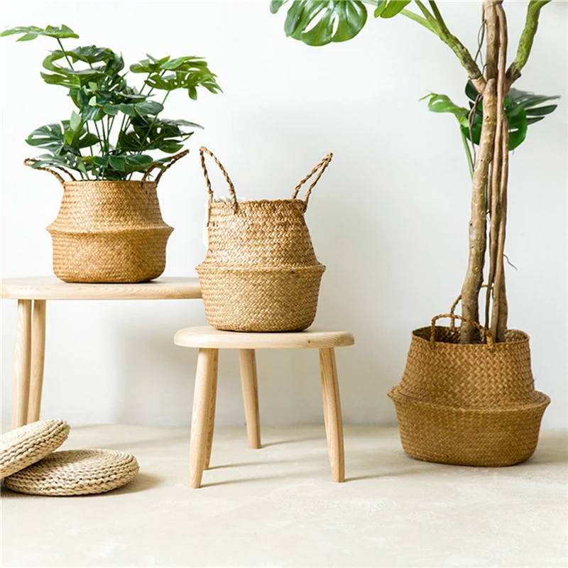 Handmade Bamboo Storage Baskets Foldable Laundry Straw Patchwork Wicker Rattan Seagrass Belly Garden Flower Pot Planter Basket 
Handmade Bamboo Storage Baskets Foldable Laundry Straw Patchwork Wicker Rattan Seagrass Belly Garden Flower Pot Planter Basket