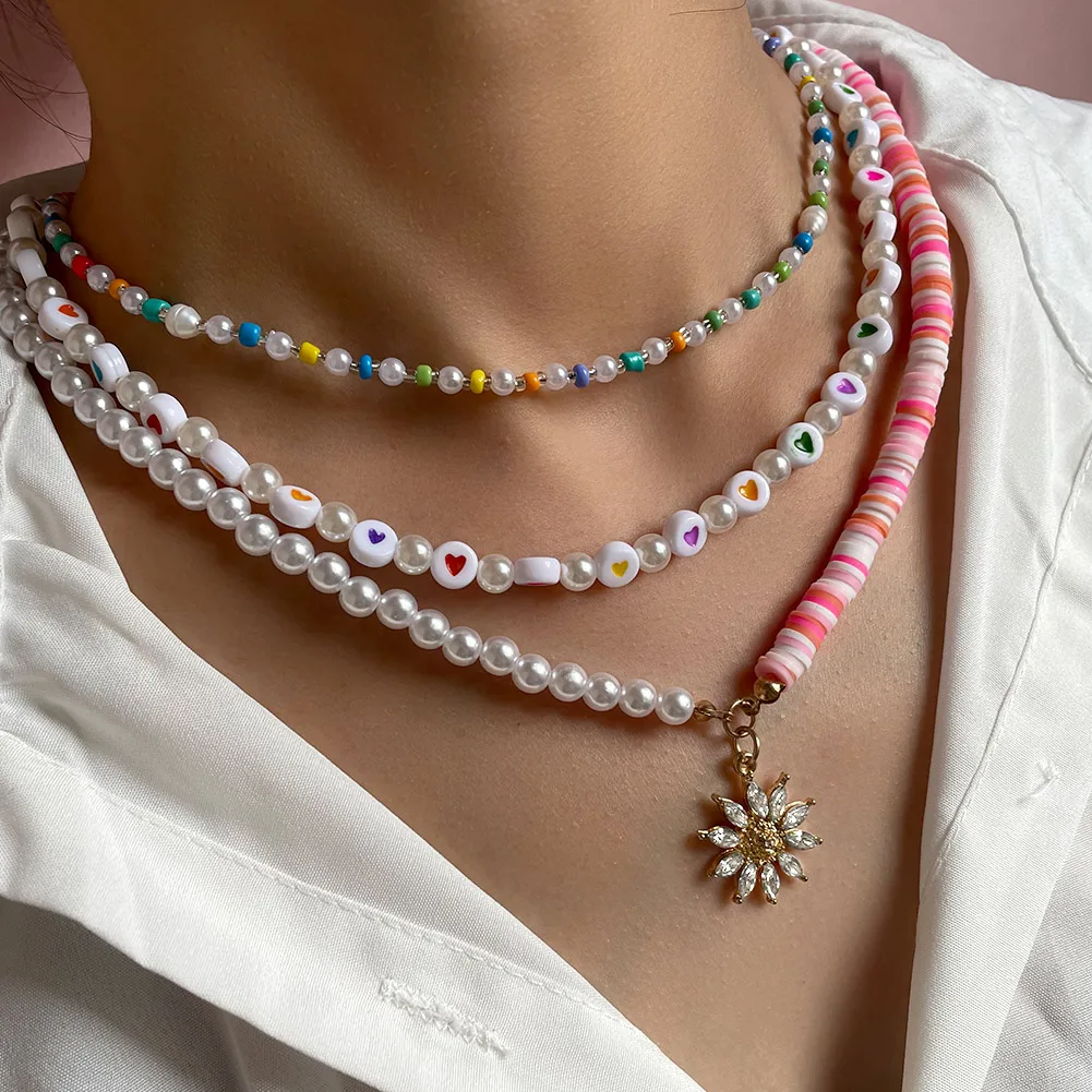 Korean Crystal Flower Soft Polymer Clay Beaded Necklace For Women Candy Handmade Bead Pearl Choker Necklace Sweet Summer Jewelry
Korean Crystal Flower Soft Polymer Clay Beaded Necklace For Women Candy Handmade Bead Pearl Choker Necklace Sweet Summer Jewelry