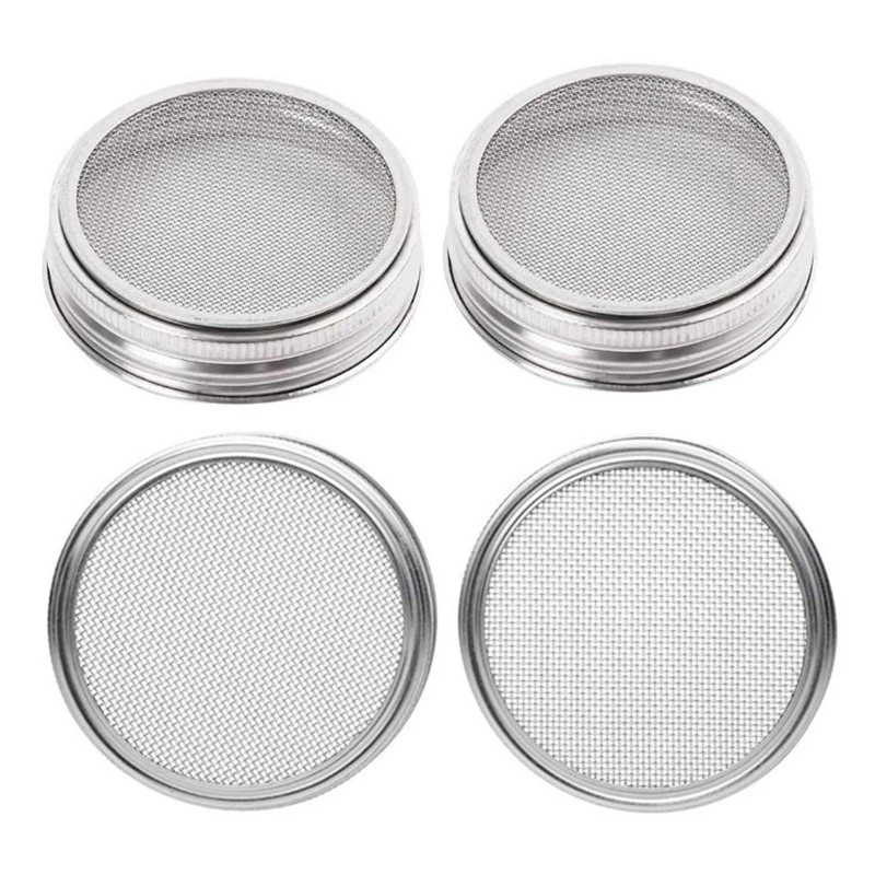 

Stainless Steel Jar Lids Mesh Strainer Seed Germination Lid Kit for Mason Jar Sprout Growing Home Supplies,70mm