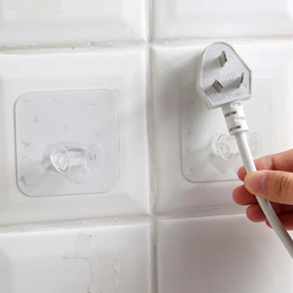Powerful Seamless Electrical Plug Hook Transparent Adhesive Power Cord Socket Storage Finishing Rack | Электроника