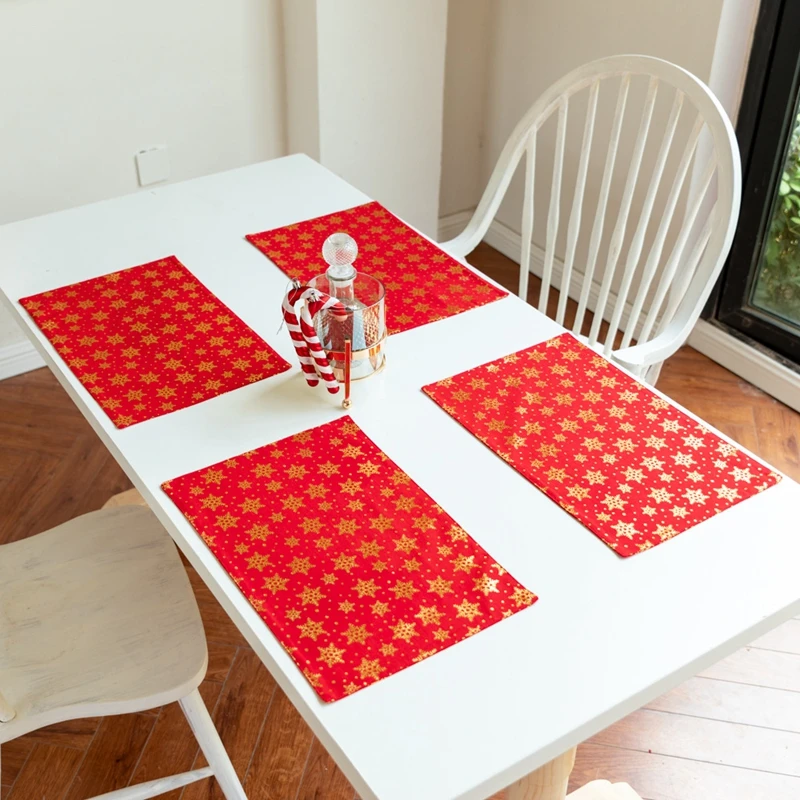 

Inyahome Рождественские салфетки для обеденного стола набор из 6 нескользящих тканевых ковриков для места моющийся термостойкий декор для стол...