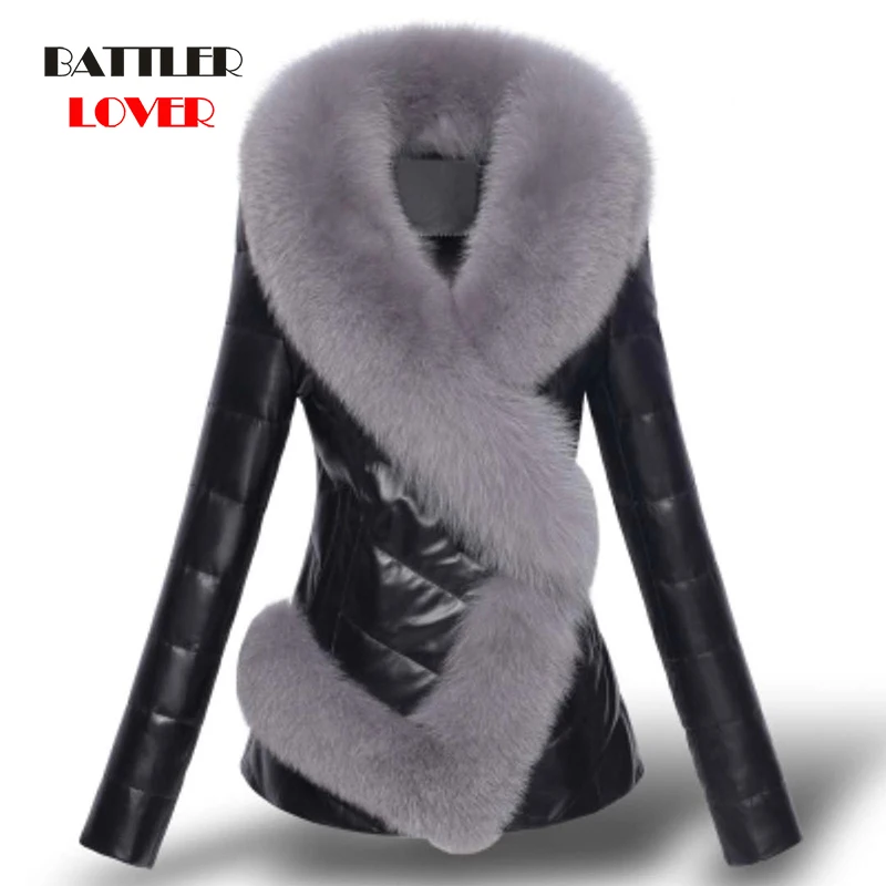 High Quality Fashion Leather Jacket For Women Short Faux Fox Fur Collar Slim Thick Warm Winter Coat Overcoat Motorcycle Clothing
High Quality Fashion Leather Jacket For Women Short Faux Fox Fur Collar Slim Thick Warm Winter Coat Overcoat Motorcycle Clothing