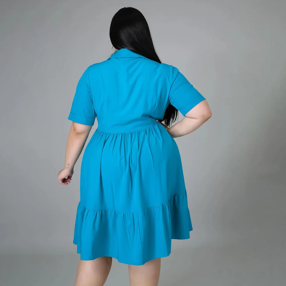 Women Shirt Dresses Plus Size 5XL 4XL Short Sleeve High Waist Button Up Ruffles Knee Length Casual Loose Curve Dress for Ladies
Women Shirt Dresses Plus Size 5XL 4XL Short Sleeve High Waist Button Up Ruffles Knee Length Casual Loose Curve Dress for Ladies
