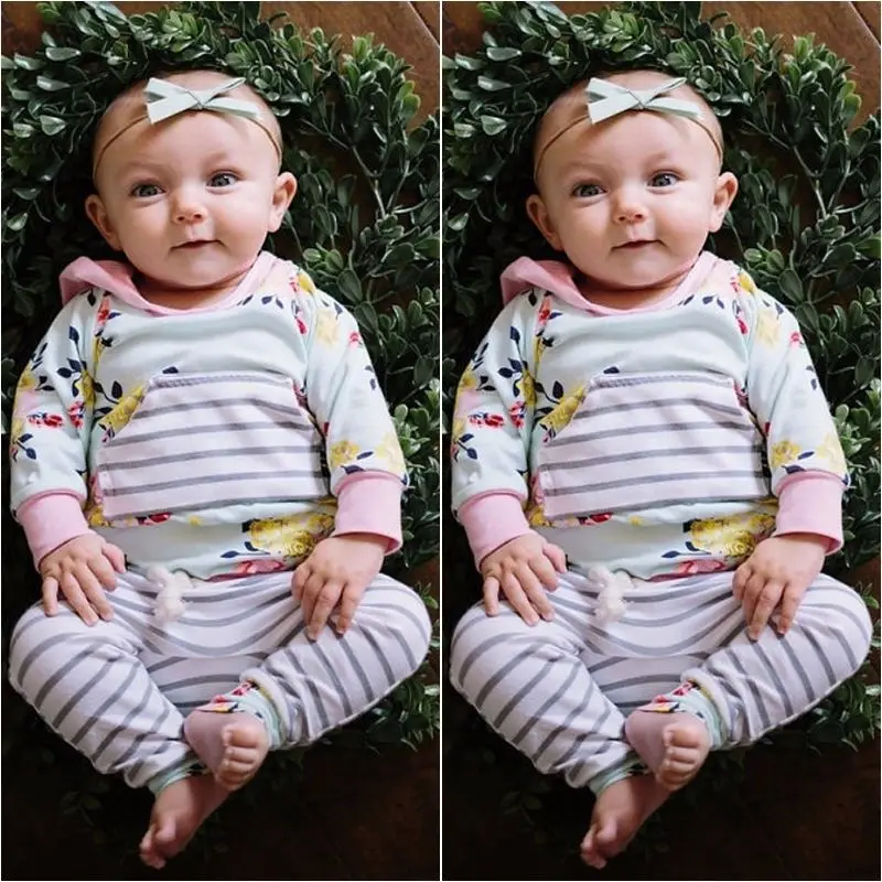 Одежда для новорожденных одежда для малышей для девочек, осенняя одежда, комплект с длинными рукавами, верхняя одежда с капюшоном и цветочным принтом, свитер Топы + комплект со штанами в полоску на От 0 до 3 лет
Одежда для новорожденных одежда для малышей для девочек, осенняя одежда, комплект с длинными рукавами, верхняя одежда с капюшоном и цветочным принтом, свитер Топы + комплект со штанами в полоску на От 0 до 3 лет