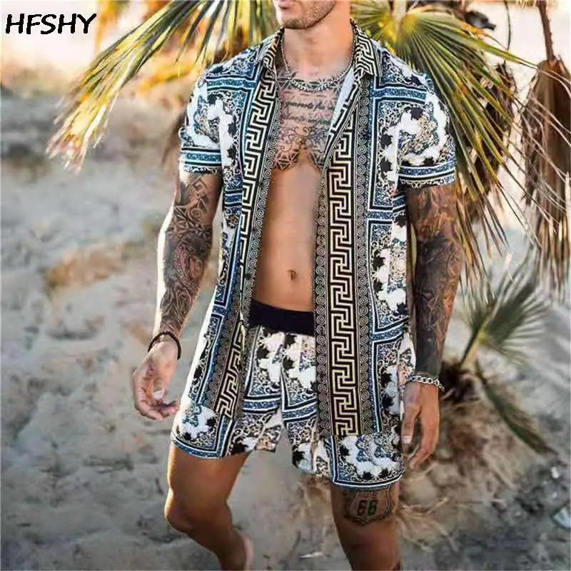 Men's Hawaiian Print Lapel Short Sleeve Shirt Set 2021 Summer Men's Fashion Beach Print Quick-drying Shorts sudaderas hombre
Men's Hawaiian Print Lapel Short Sleeve Shirt Set 2021 Summer Men's Fashion Beach Print Quick-drying Shorts sudaderas hombre