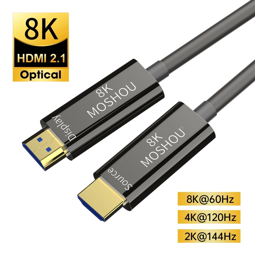 MOSHOU 8K HDMI 2.1 Optical Fiber Cable eARC HDR 8K@60Hz 4K@120Hz Soft TPU Cover Cable for Xbox PS5 Samsung QLED TV Amplifier
MOSHOU 8K HDMI 2.1 Optical Fiber Cable eARC HDR 8K@60Hz 4K@120Hz Soft TPU Cover Cable for Xbox PS5 Samsung QLED TV Amplifier