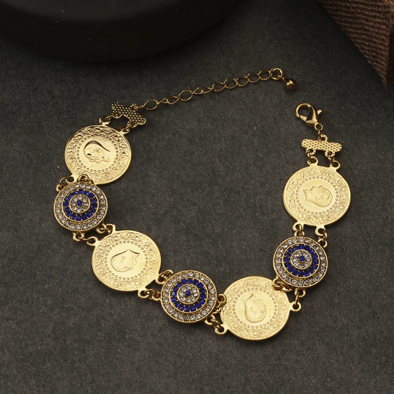 Turkish Coin Bracelet Ladies Rhinestone Gold Coin Dubai Muslim Middle Eastern Charm Bracelet Women Jewelry Wedding Gift
Turkish Coin Bracelet Ladies Rhinestone Gold Coin Dubai Muslim Middle Eastern Charm Bracelet Women Jewelry Wedding Gift
