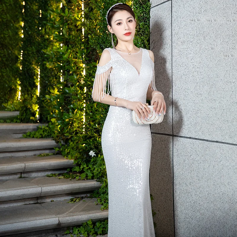 Женское вечернее платье, с кристаллами и бисером, с V-образным вырезом, открытыми плечами, 2021
Женское вечернее платье, с кристаллами и бисером, с V-образным вырезом, открытыми плечами, 2021