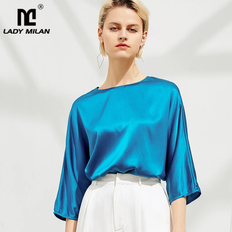 100% Silk Women's Shirt O Neck 3/4 Sleeves Pullover Elegant Flexible Silk Satin Blouse Tops
100% Silk Women's Shirt O Neck 3/4 Sleeves Pullover Elegant Flexible Silk Satin Blouse Tops