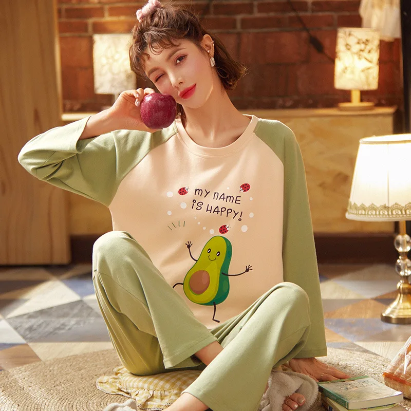 Avocado cute animation Pajamas Women's Spring Autumn New Long-Sleeved Sleepwear Girl Cartoon Sleep Tops Casual Home Clothes Suit
Avocado cute animation Pajamas Women's Spring Autumn New Long-Sleeved Sleepwear Girl Cartoon Sleep Tops Casual Home Clothes Suit
