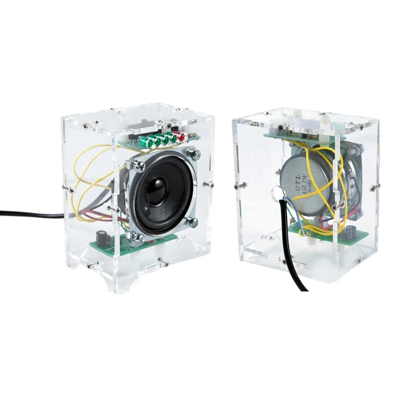 3Wx2 мини электронный прозрачный динамик коробка DIY Kit усилитель звука музыка