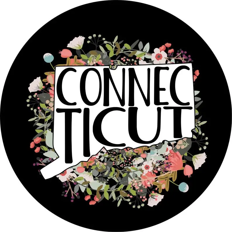 State of Connecticut Outline Flowers/Floral Spare Tire Cover for any Vehicle, Make, Model and Size - Jeep, RV, Travel Trailer
State of Connecticut Outline Flowers/Floral Spare Tire Cover for any Vehicle, Make, Model and Size - Jeep, RV, Travel Trailer