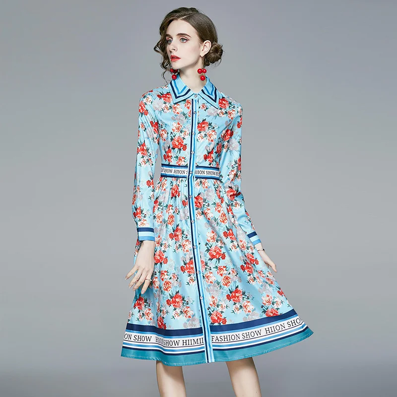 New 2021 Spring Floral Print Shirt Dress Long Sleeve Women's A Line Single Breasted Buttons Runway Long Dresses Summer Robe
New 2021 Spring Floral Print Shirt Dress Long Sleeve Women's A Line Single Breasted Buttons Runway Long Dresses Summer Robe