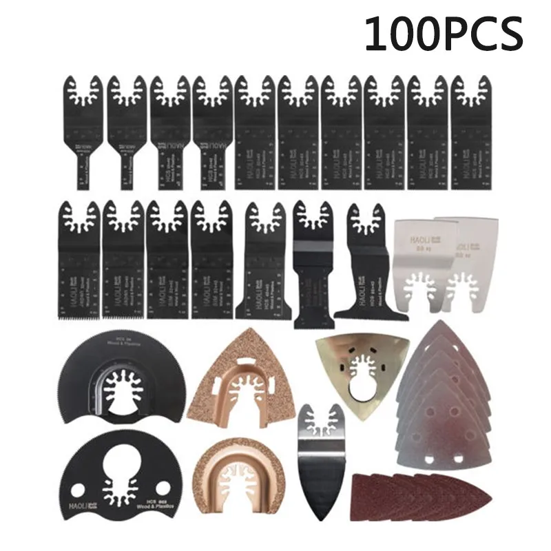 100 Pcs Saw Blades Oscillating Multi-tool Parts Mix Kit Set Black Decker For Plastic Metal Cutting Woodworking Tools
100 Pcs Saw Blades Oscillating Multi-tool Parts Mix Kit Set Black Decker For Plastic Metal Cutting Woodworking Tools