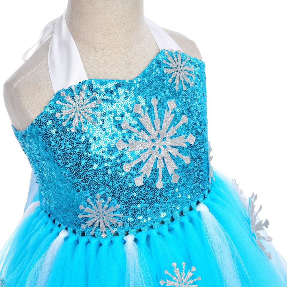 Костюм принцессы Эльзы с блестками для девочек нарядные платья-пачки Снежной