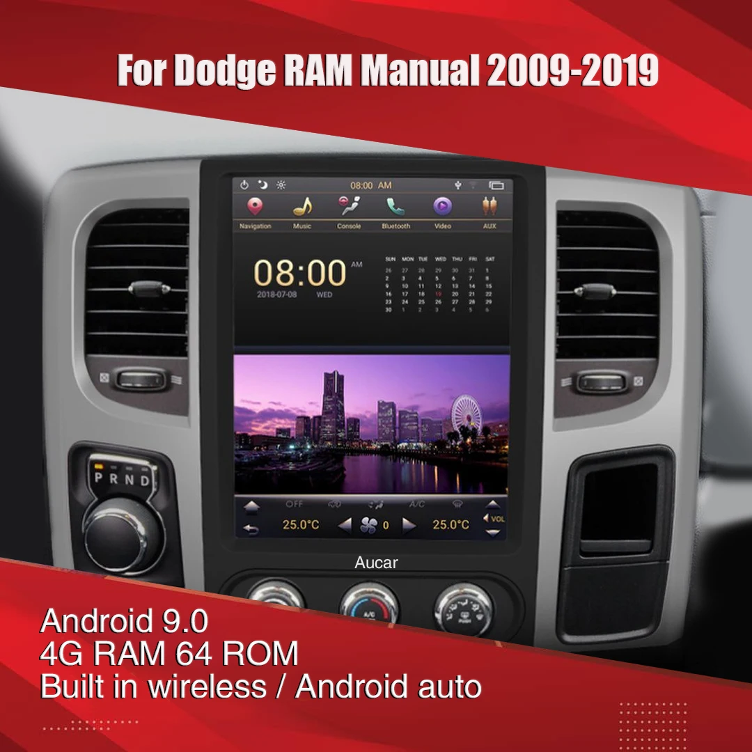 AuCar 12 1 ''Android Tesla для Dodge RAM 2009 2018 мультимедийный автомобильный радиоприемник