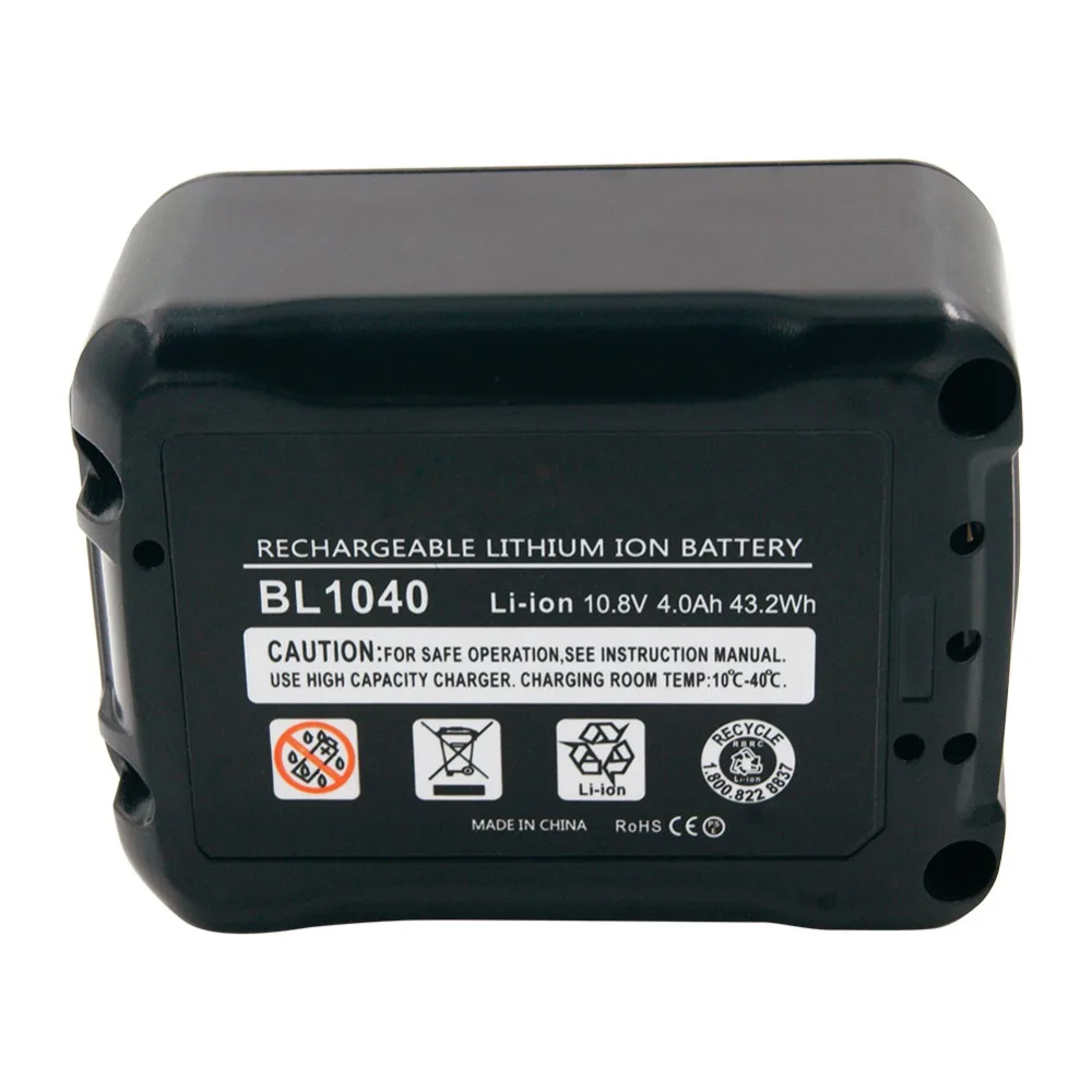 Rechargeable Battery 10.8V 4000mAh Li-ion Cordless Drills Replacement batteries for Makita Power Tools BL1015 BL1020B BL1041
Rechargeable Battery 10.8V 4000mAh Li-ion Cordless Drills Replacement batteries for Makita Power Tools BL1015 BL1020B BL1041